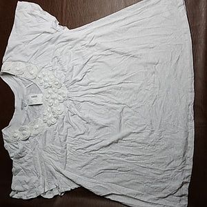 Fashion Bug Women's Plus Size 4X White Flutter Sleeve Embellished Top NWT